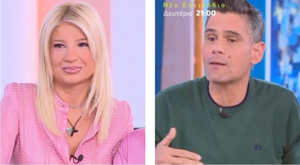 Δημήτρης Ουγγαρέζος και Φαίη Σκορδά στο τηλεοπτικό στούντιο