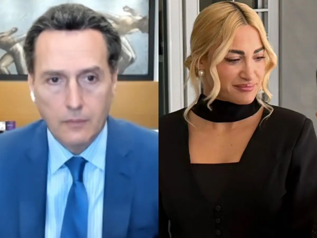 Ο Μιχάλης Δημητρακόπουλος έξω από το δικαστήριο μετά τη δικαίωση της Ιωάννας Τούνη